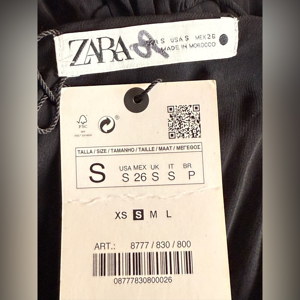 ZARA NWT Women’s Black Strappy Tiered Ruffled Midi Dress Evening Holidays, Small - Picture 10 of 12